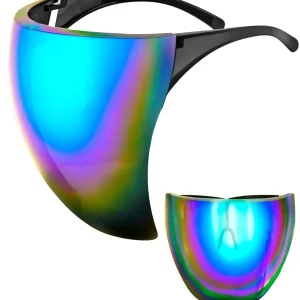 Occhiali con schermo a specchio blu-viola