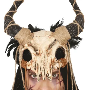 Media Maschera di Teschio Animale con Corna