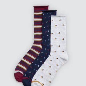 Confezione da 3 calzini stampati senza risvolto