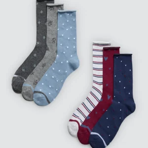 Confezione da 6 calzini stampati senza risvolto