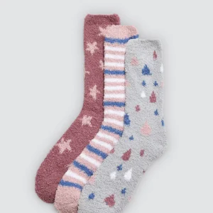 Confezione da 3 calzini in flanella stampati