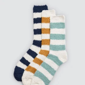 Confezione da 3 calzini in flanella a righe