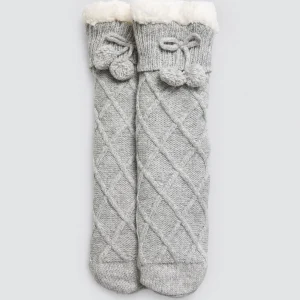 Calzini antiscivolo in pelle di pecora grigia