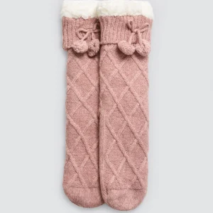 Calzini antiscivolo in pelle di pecora rosa