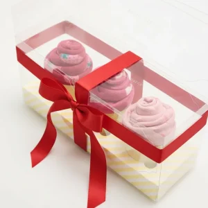 Confezione regalo di 3 calzini a forma di muffin alla fragola