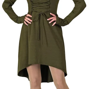 Costume Medievale Verde con Cappuccio per Donna