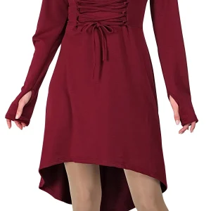 Costume Medievale Granata con Cappuccio per Donna