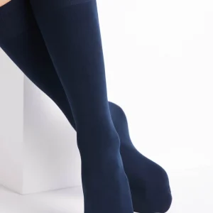 Confezione da 2 calzini lunghi con polsino antipressione 70 denari blu navy