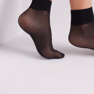 Confezione da 2 calzini alla caviglia con risvolto antipressione 20 denari neri