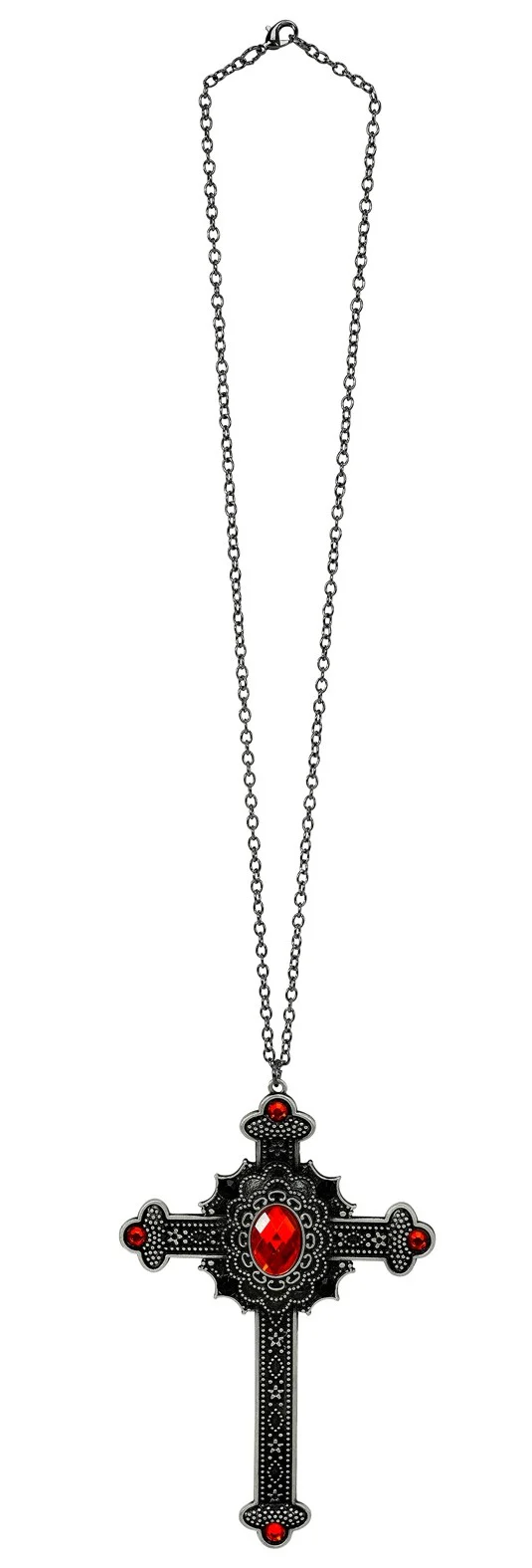 Collare da Vampira con Croce Nera con Gemme Rosse - immagine 3