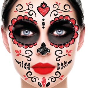 Adesivi Facciali di Catrina con Purpurina