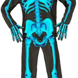 Costume di Scheletro Blu Neon per Bambino