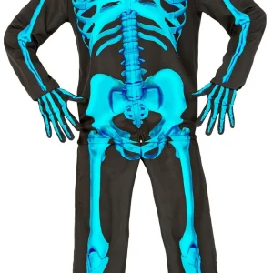 Costume da Scheletro Blu Neon per Uomo