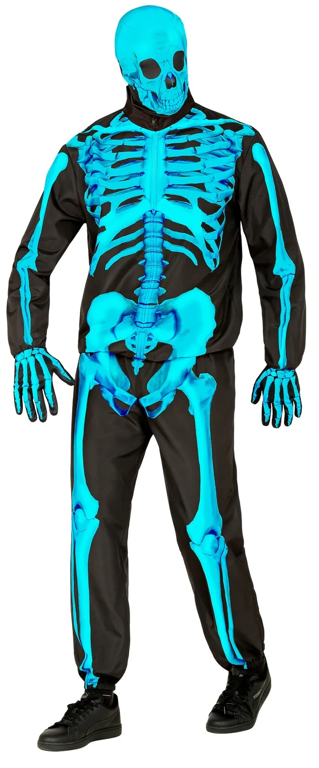 Costume da Scheletro Blu Neon per Uomo - immagine 4