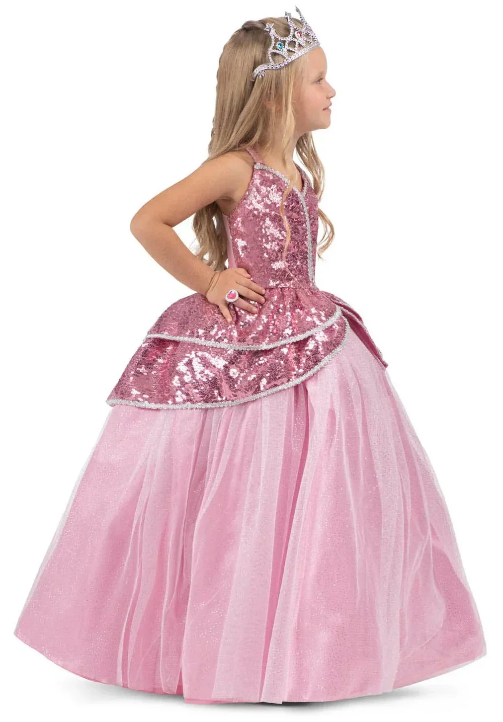 Costume da Principessa Rosa con Paillettes per Bambina - immagine 4