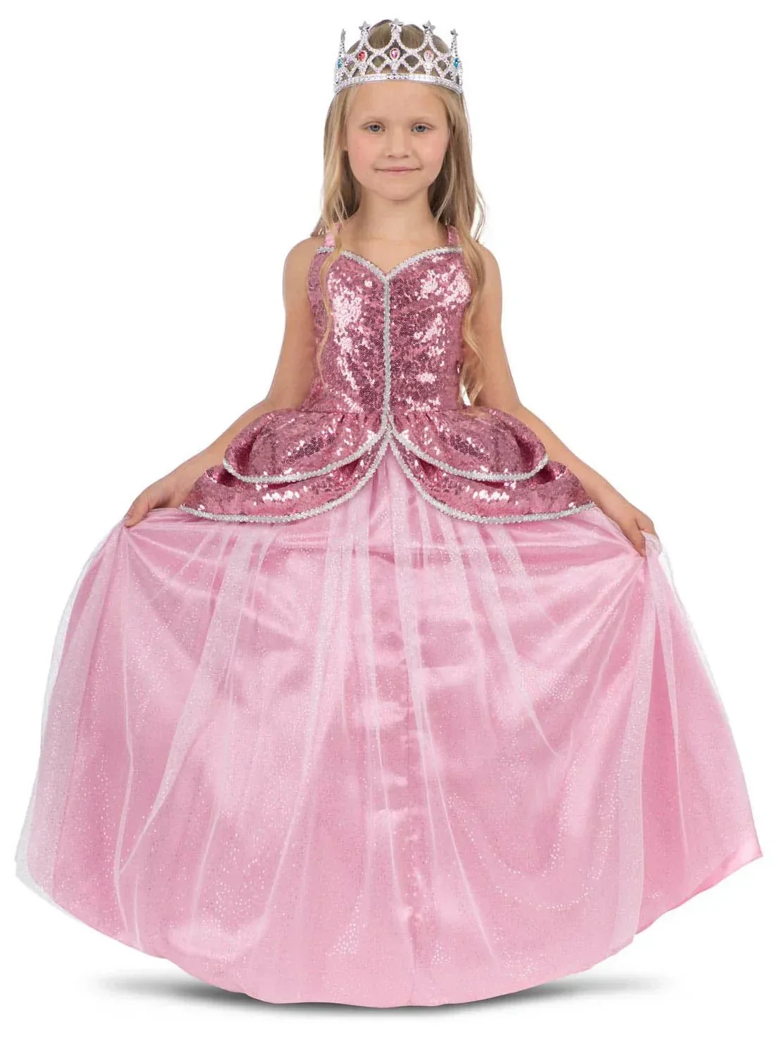 Costume da Principessa Rosa con Paillettes per Bambina - immagine 2