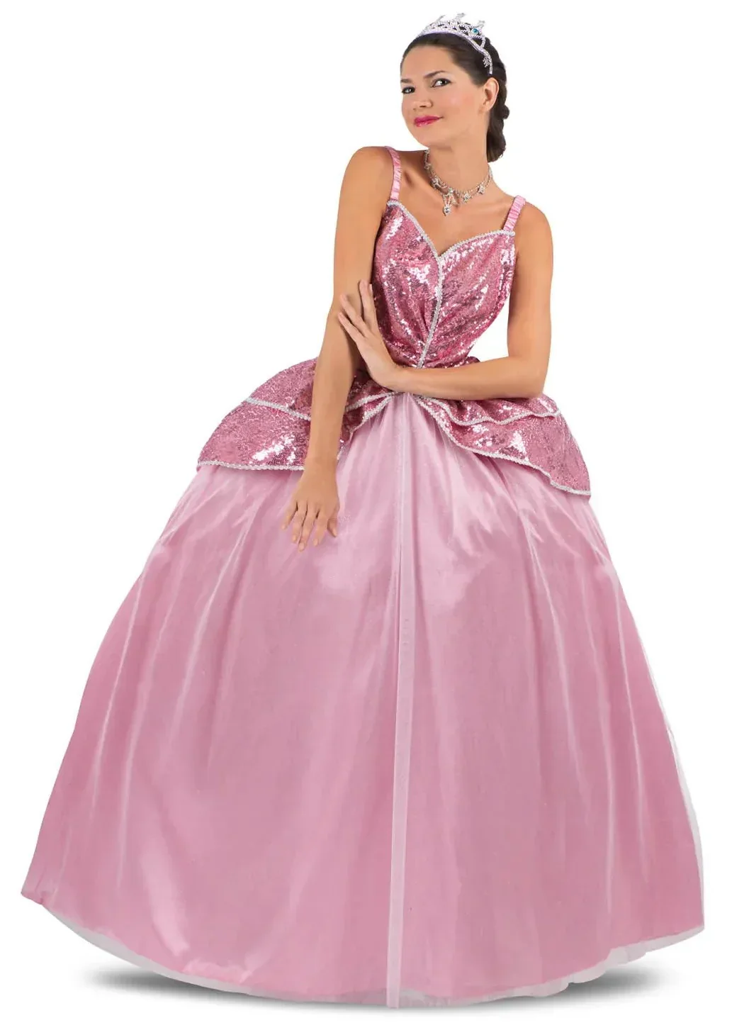 Costume da Principessa Rosa con Paillettes per Donna - immagine 4