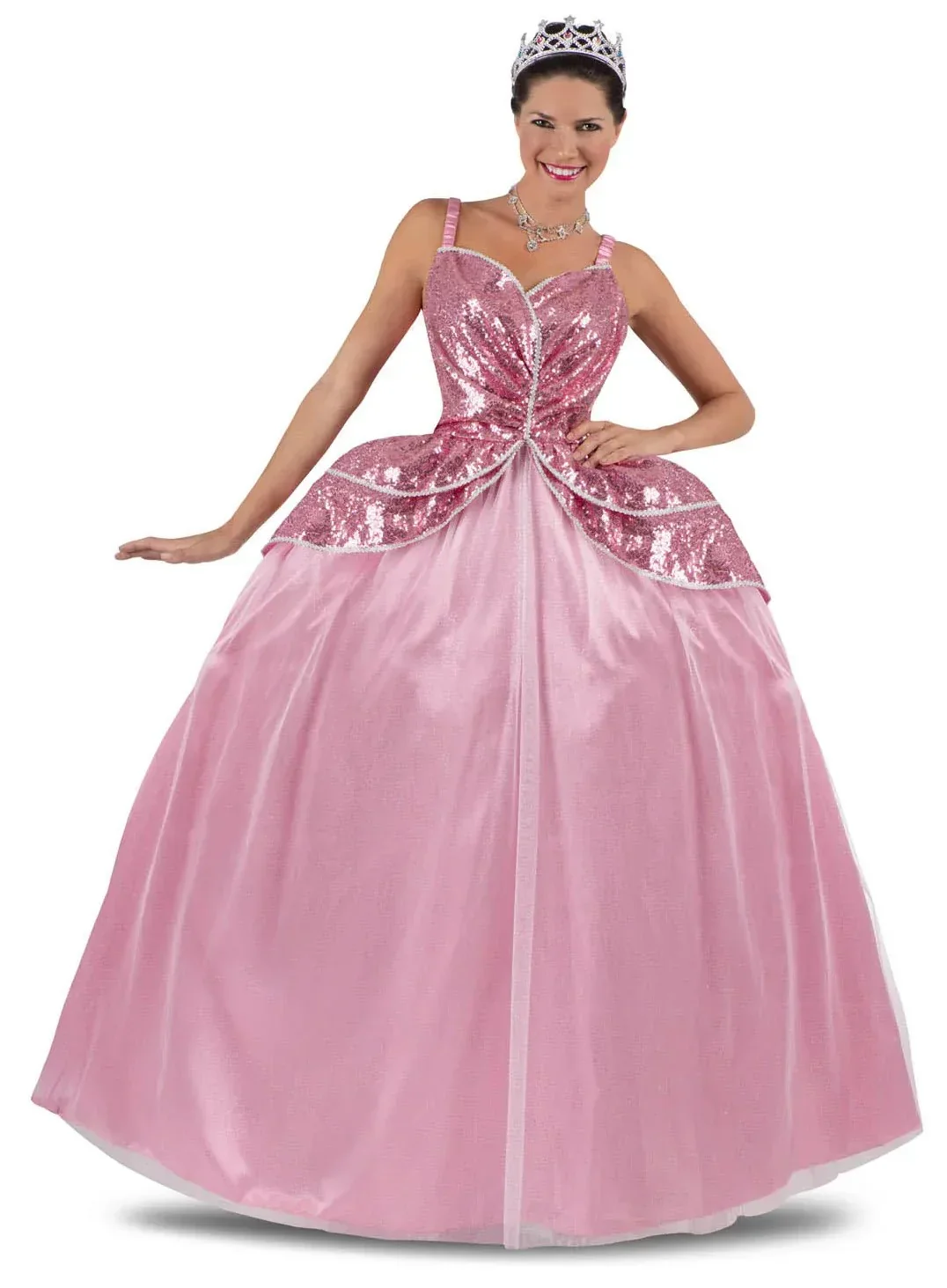Costume da Principessa Rosa con Paillettes per Donna