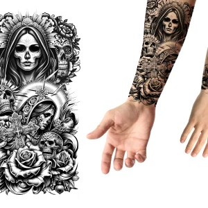 Tatuaggio Adesivo di Catrina e Calaveras Mexicanas