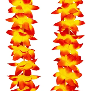 Collare Hawaiano di Fiori Tropicali Rossi e Gialli