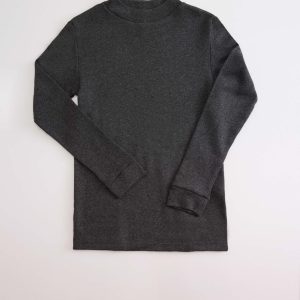 Calda t-shirt a maniche lunghe con collo a semi-cigno in antracite