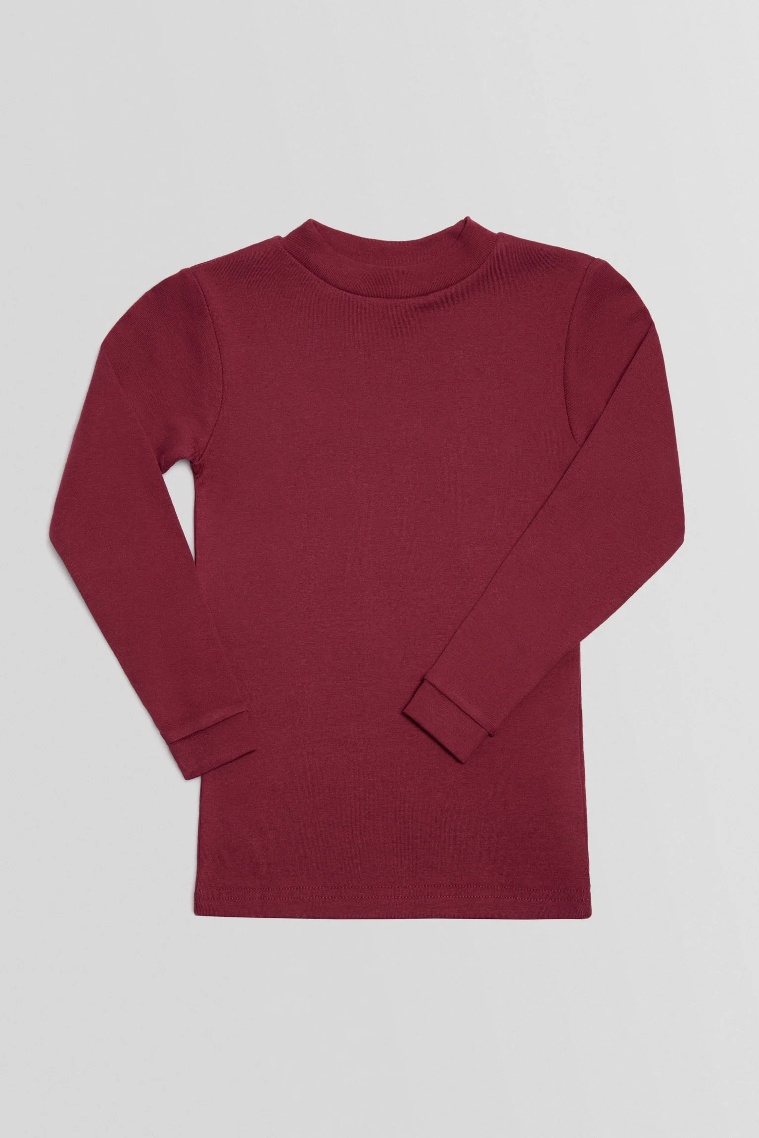 Calda t-shirt bordeaux a maniche lunghe con collo a semi-cigno - immagine 2