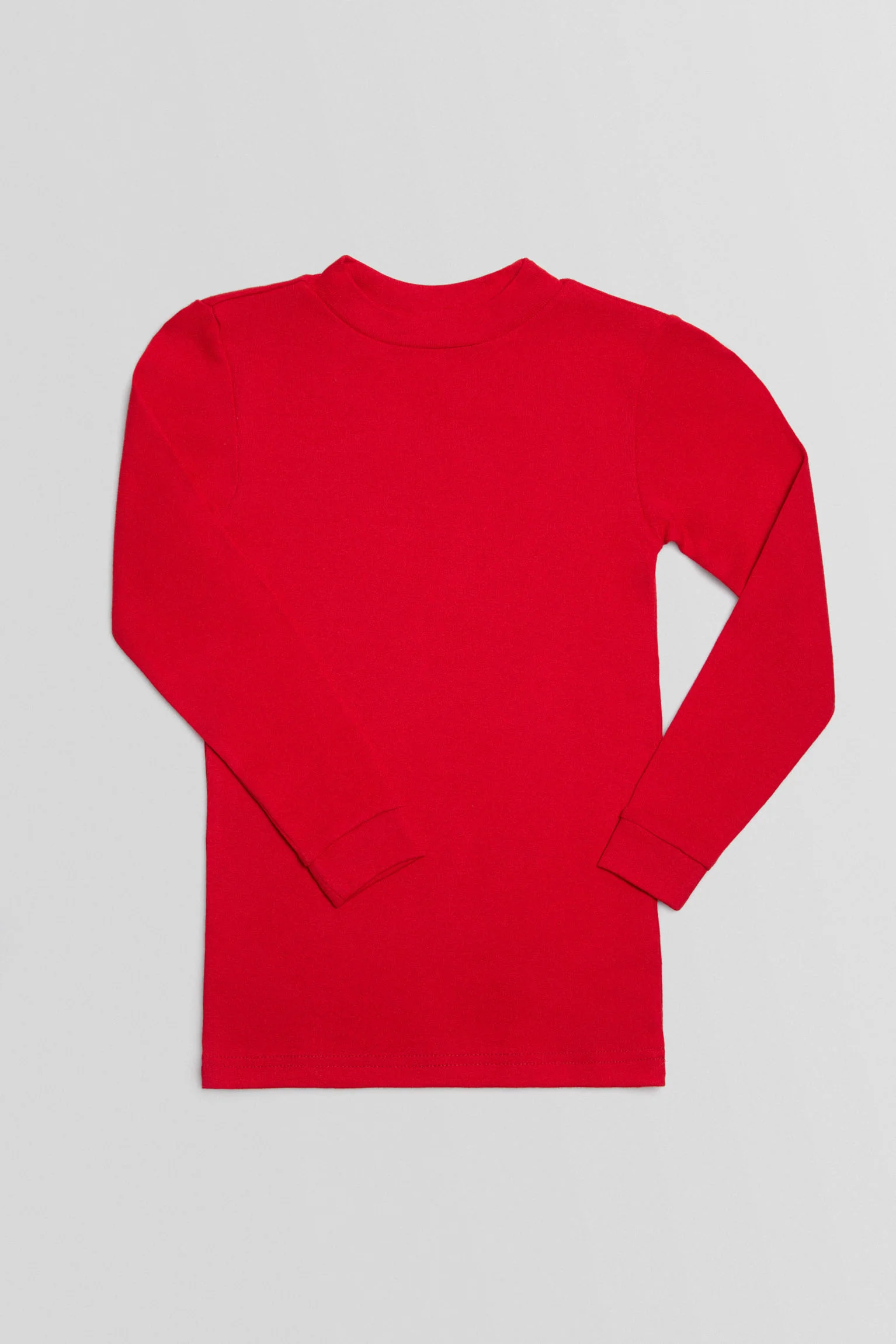 Calda maglietta rossa a maniche lunghe con collo a semi-cigno