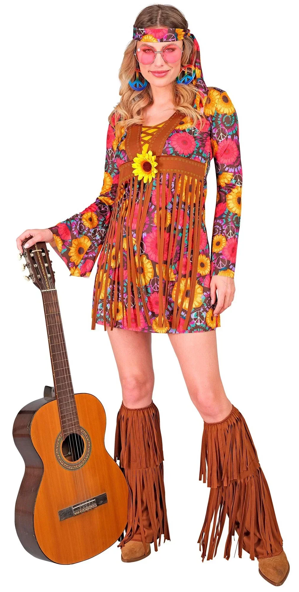 Costume Hippie con Stampa di Girasoli per Donna - immagine 2