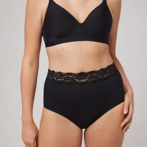Mutandina altamente contenitiva con dettagli in pizzo nero
