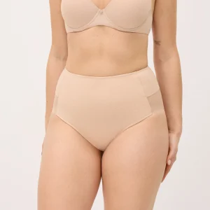 Slip modellante in cotone color carne con tulle, leggera compressione