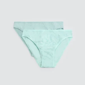 Confezione da 2 mini slip con stampa acquamarina