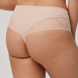 Perizoma a vita alta in microfibra color nude