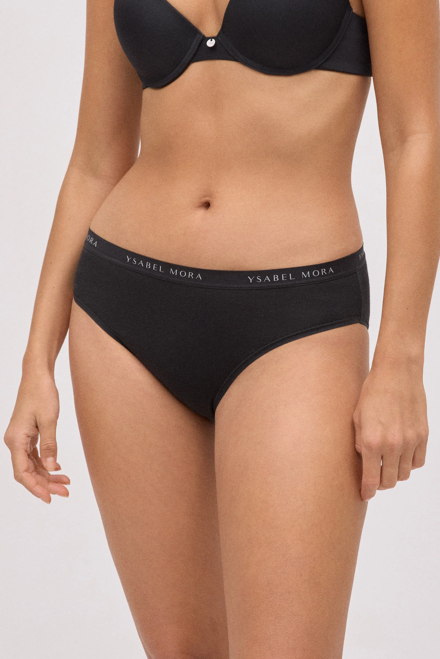 Confezione da 2 slip midi basic in cotone nero e grigio - immagine 6