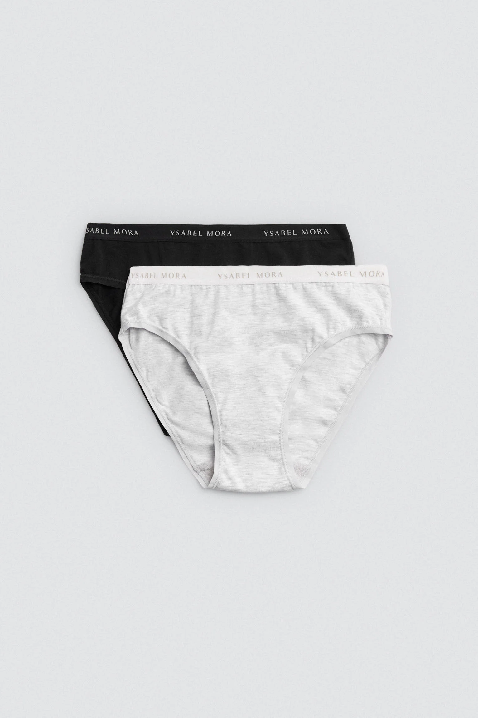 Confezione da 2 slip midi basic in cotone nero e grigio