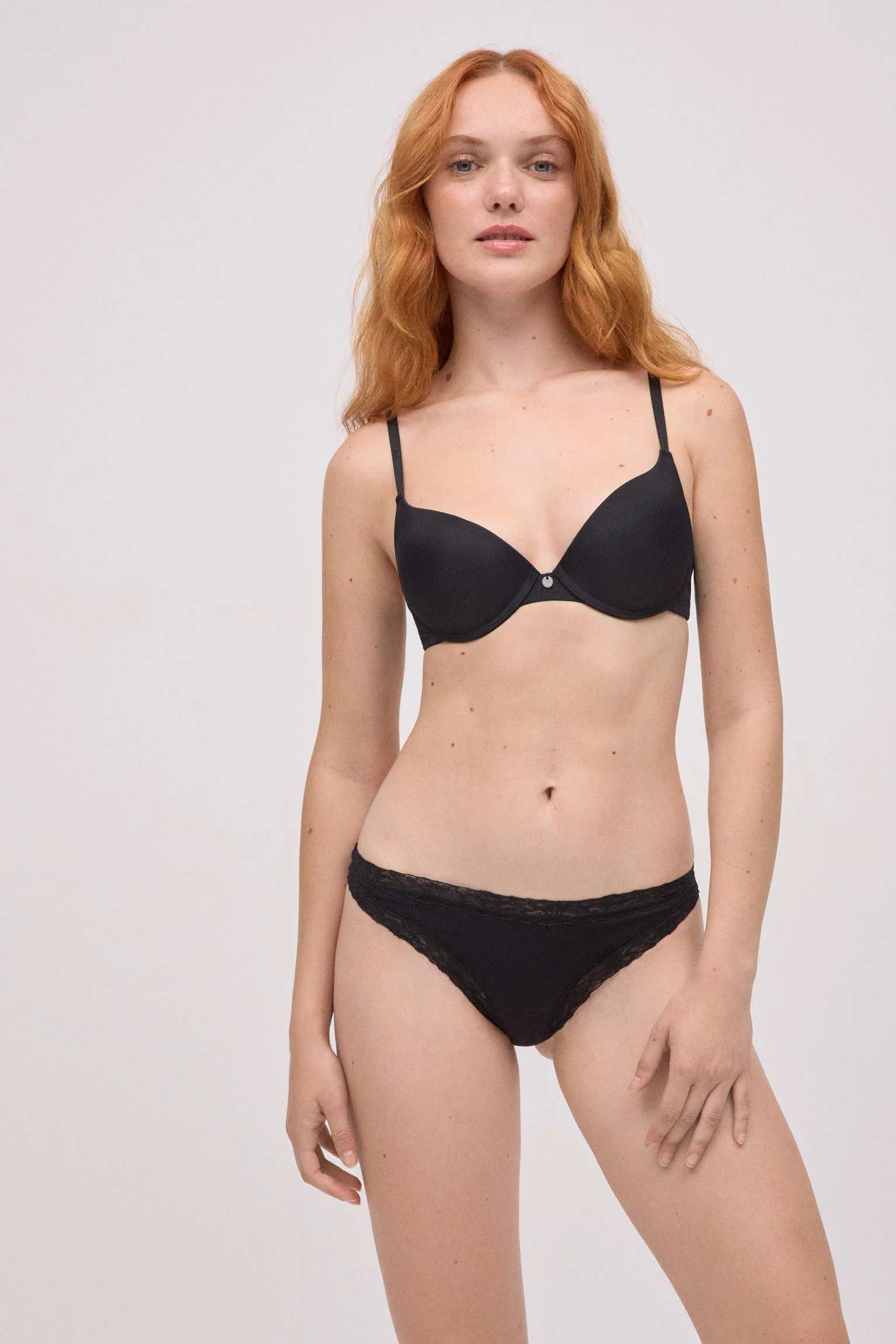 Perizoma in cotone con dettagli in pizzo nero - immagine 5