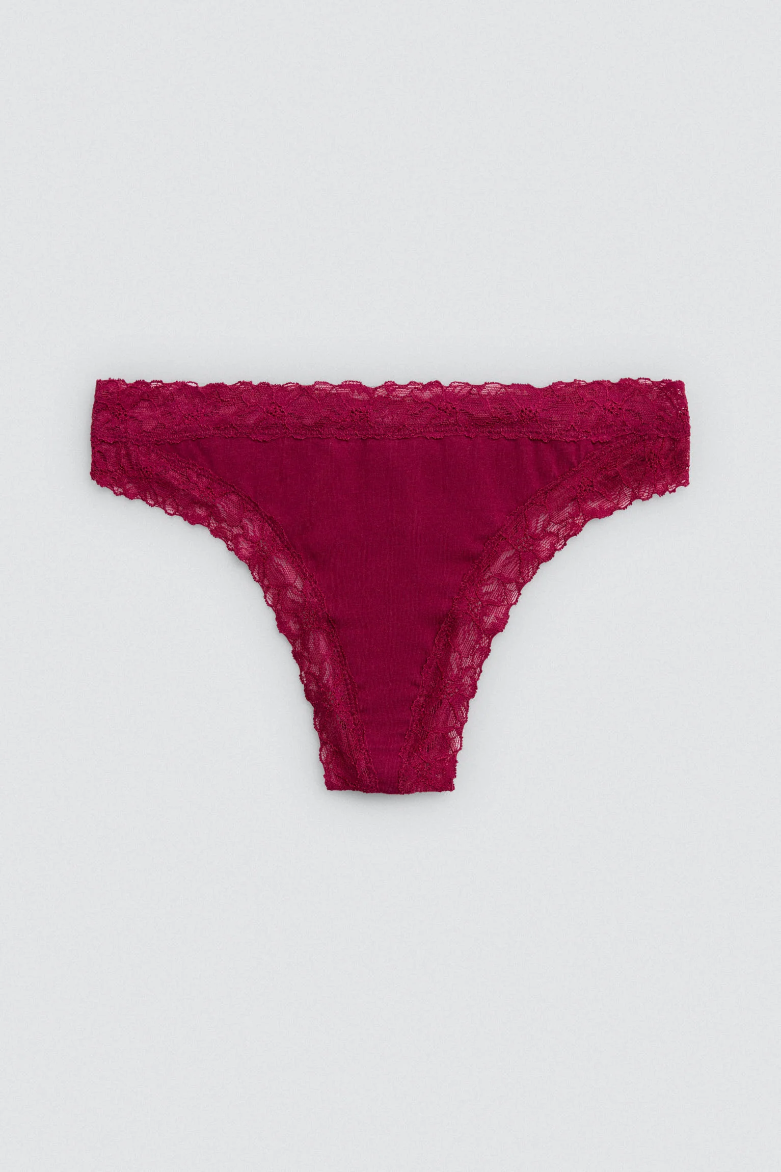 Perizoma in cotone con dettagli in pizzo granato - immagine 5