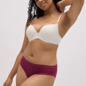 Slip midi con dettagli in pizzo color marrone