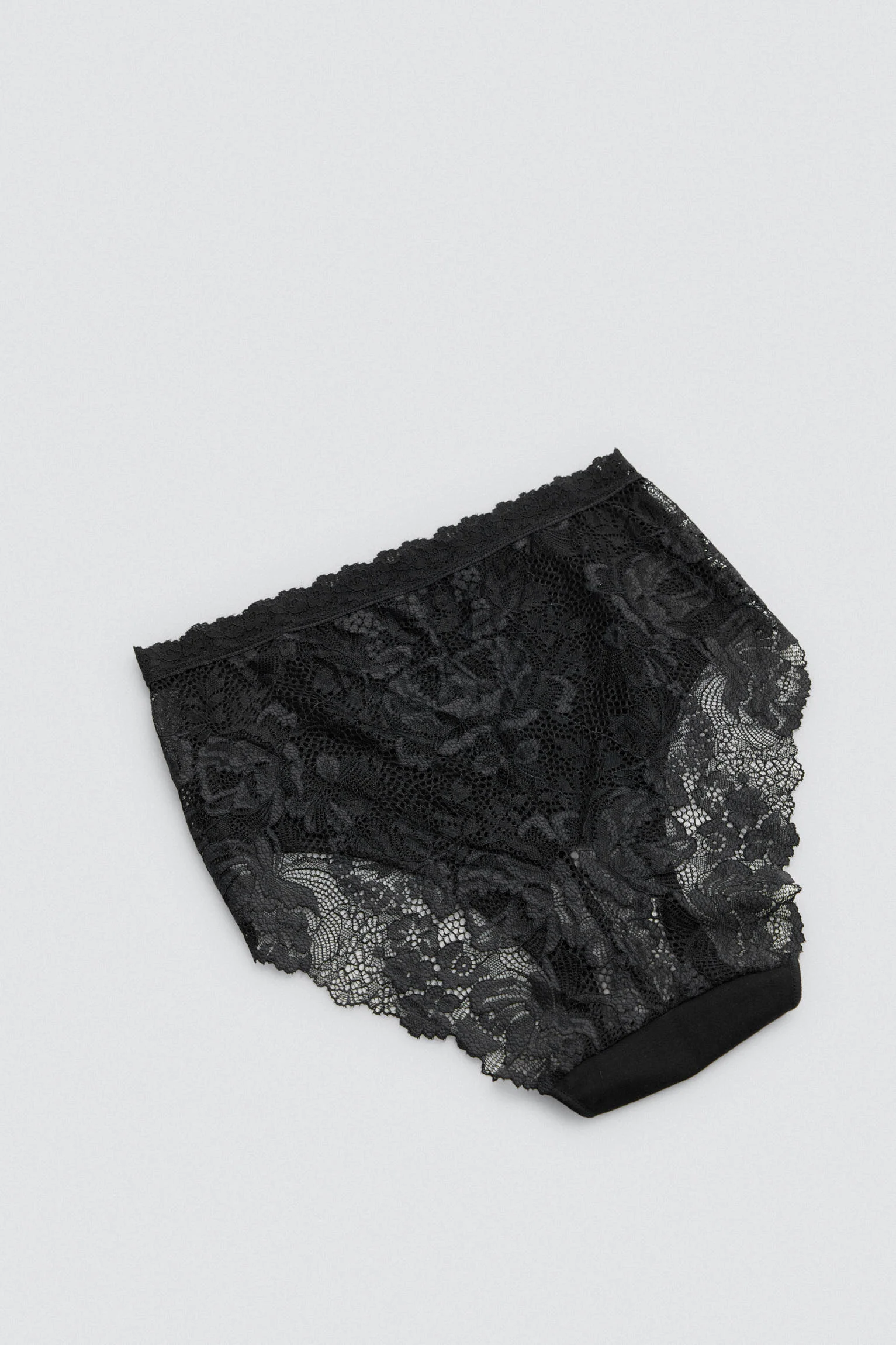 Mutandine di cotone a vita alta con pizzo nero - immagine 6