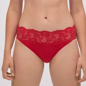 Slip midi in pizzo rosso da donna