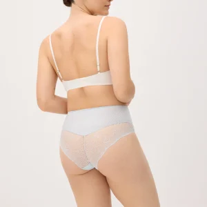 Slip contenitivo a vita alta con pizzo blu