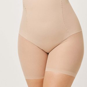 Guaina addominale alta riducente in tessuto tulle a media compressione nude