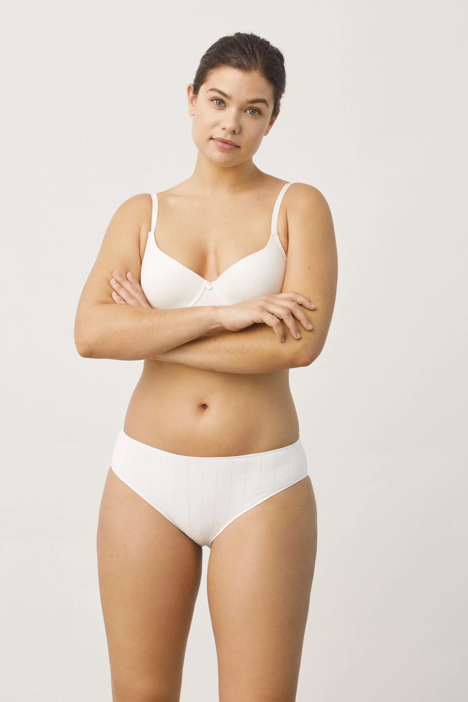 Mutandina midi bianca a coste - immagine 3