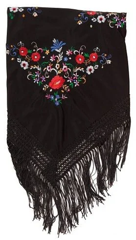 Mantón de Sevillana o Chulapa Nero con Ricamo - immagine 5