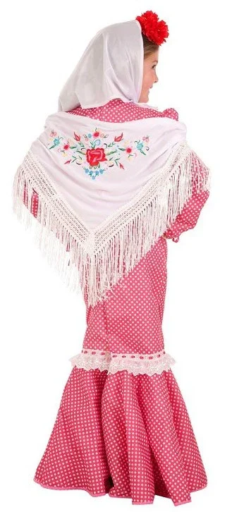 Mantón de Sevillana o Chulapa Bianco con Ricamo - immagine 4