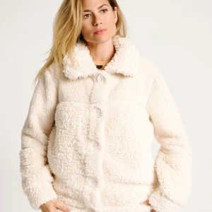 Cappotto beige in stile giacca di montone con chiusura a bottoni | MUYDEMI