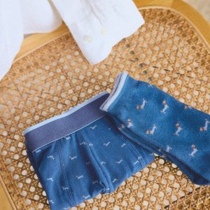 Confezione di boxer e calzini stampati con bassotto