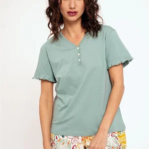 Pigiama corto da donna con pantaloni stampati | MUYDEMI