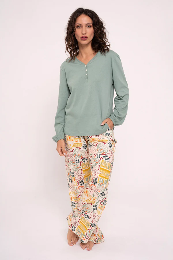 Pigiama lungo da donna stampato | MUYDEMI - immagine 2