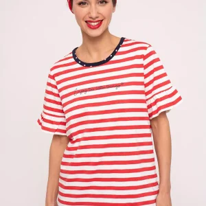 Pigiama corto da donna in cotone con stampa a righe e pois | MUYDEMI