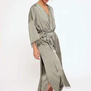 Vestaglia da donna in raso verde | MUYDEMI